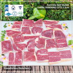 Beef BLADE Australia RALPHS frozen sampil kecil daging rendang PORTIONED CUTS 1.5" 4cm (price/pc 1kg)